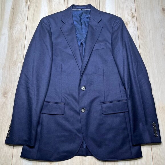 J. Crew Ludlow Mens Blue Long Sleeve Two Button Flannel Blazer Jacket Size 38R